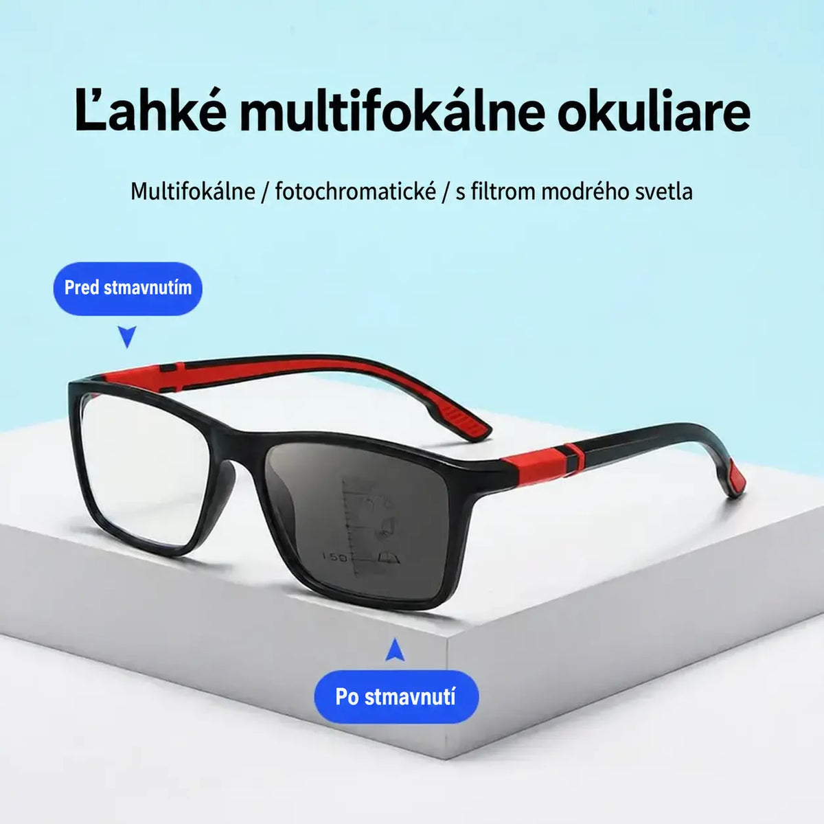 👓 Športové multifokálne okuliare na čítanie ✨ Fotochromatické šošovky | Na blízko aj do diaľky | Protišmykový dizajn