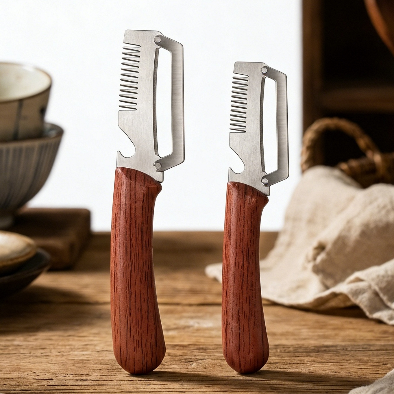 ✅Купете 1, вземете 1 безплатно (2 артикула) 🧅🔪 Многофункционална кухненска белачка 3 в 1: Бели, реже и отваря бутилки! 🔥