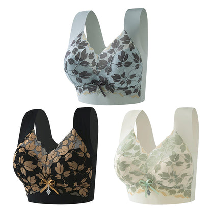 💌🌈【3 sztuki】【M-4XL】Biustonosz koronkowy w dużym rozmiarze bez stalowych kółek, luksusowy, piękny, seksowny biustonosz z tyłu