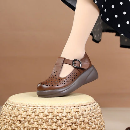 😍 Precio más bajo por tiempo limitado 👡 Zapatos casuales con estilo, con diseño calado y suela suave, hechos de cuero genuino.