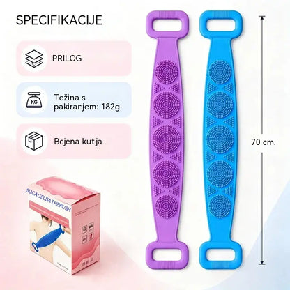 🔥Kupite jedan, drugi dobijete gratis🔥🛁 Dvostrane silikonske rukavice za kupanje – Izuzetno duga četka za piling tijela za jednostavno čišćenje leđa