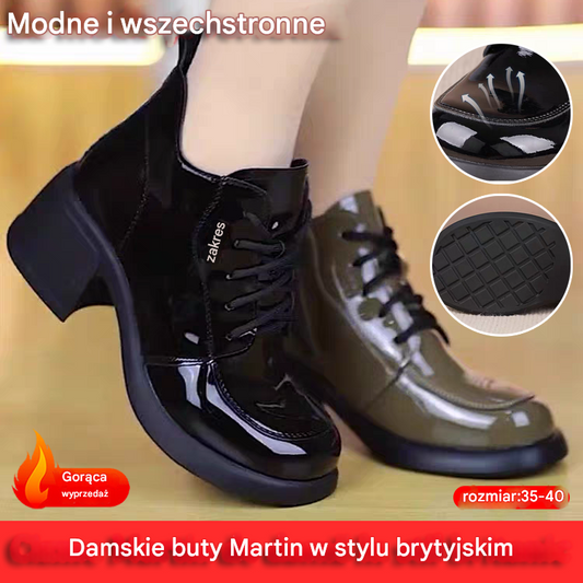 🌈👞【35-40】2025 wiosenne damskie skórzane buty nowa moda grube podeszwy wysokie obcasy buty