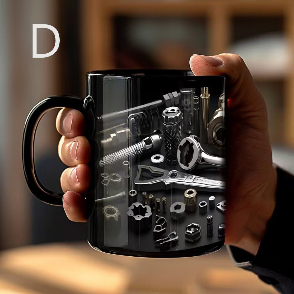 🔥☕【Zadnji dan! Vroča prodaja】Nova keramična skodelica z vzorcem mehanskega zobnika