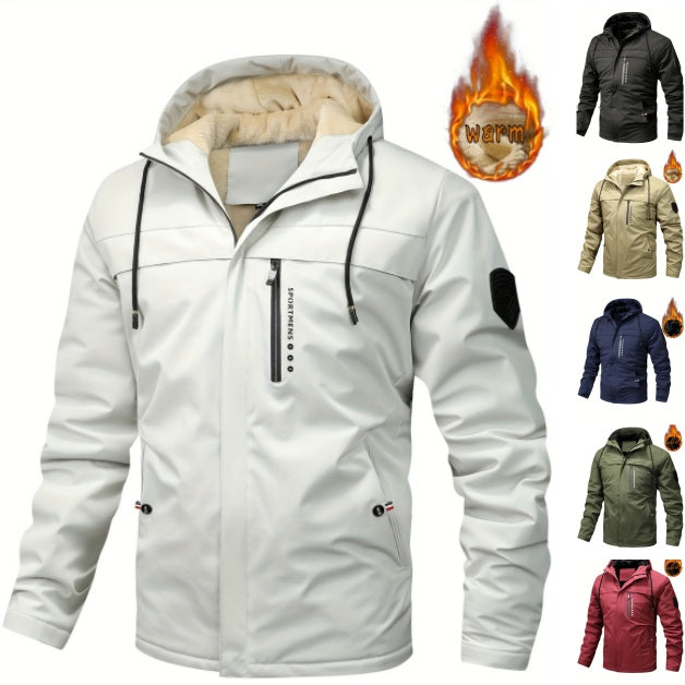 🎉💁‍♂️【XS-XL】 Męska zimowa kurtka wiatroszczelna z podszewką z polaru, ciepła, wiatroszczelna i chroniąca przed deszczem/śniegiem