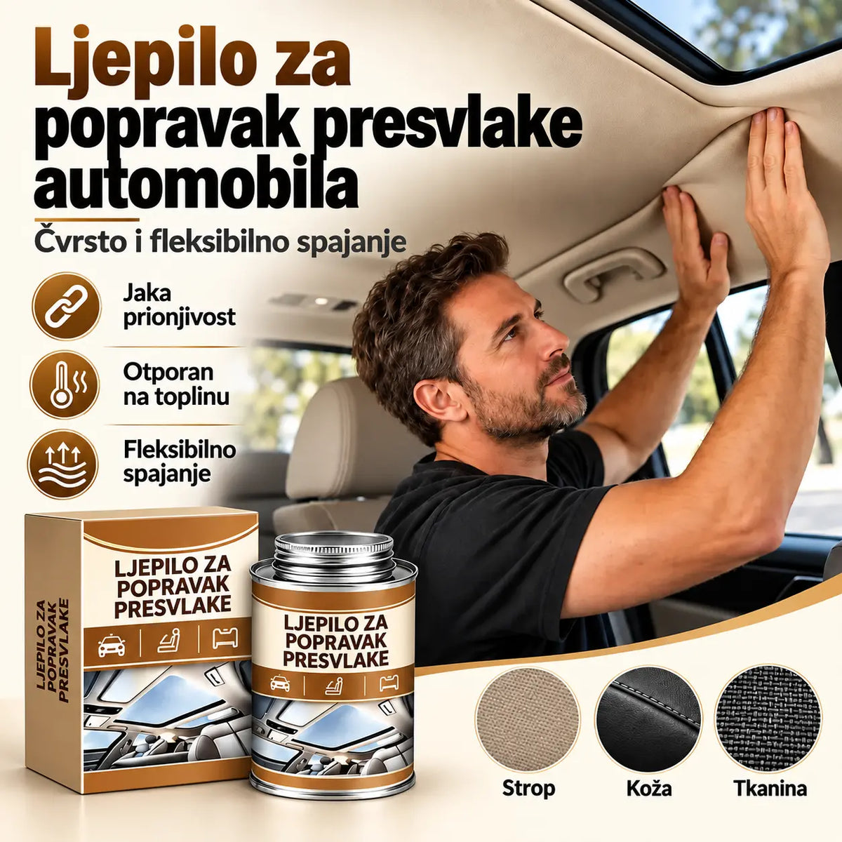 🚗Ljepilo za popravak pukotina u tkanini i kožnoj presvlaki stropa vozila
