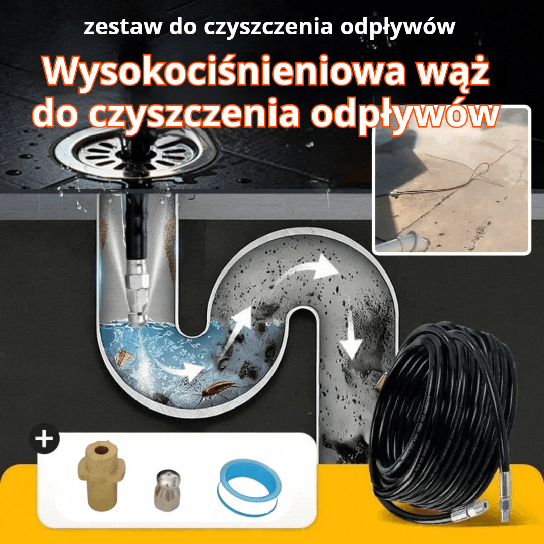 💦 TERAZ 50% TANIEJ! 🚿 Zestaw do czyszczenia odpływów 5800 PSI – dysza wysokociśnieniowa i wąż do zatkanych odpływów/rur🔧📦