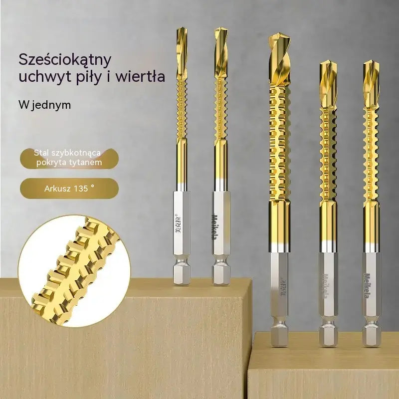 🛠️🔧 (6 sztuk) Wiertło spiralne 2 w 1 ze stali szybkotnącej pokrytej tytanem – trzpień sześciokątny, odpowiednie do wiercenia i rowkowania w drewnie i metalu🔩