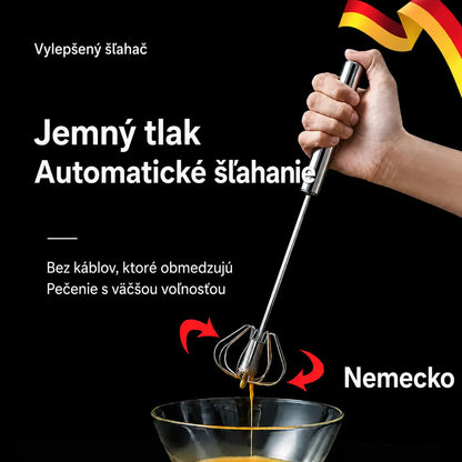 🥚 Kúp 1, druhú získaš ZADARMO! Poloautomatická metlička z nehrdzavejúcej ocele s mechanizmom fungujúcim na princípe stlačenia a rotácie