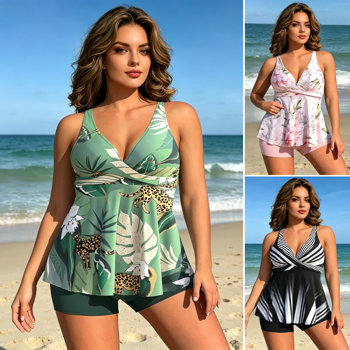 👙50% de descuento😍【40-120kg】Traje de baño bikini holgado estampado ✅Pago contra entrega