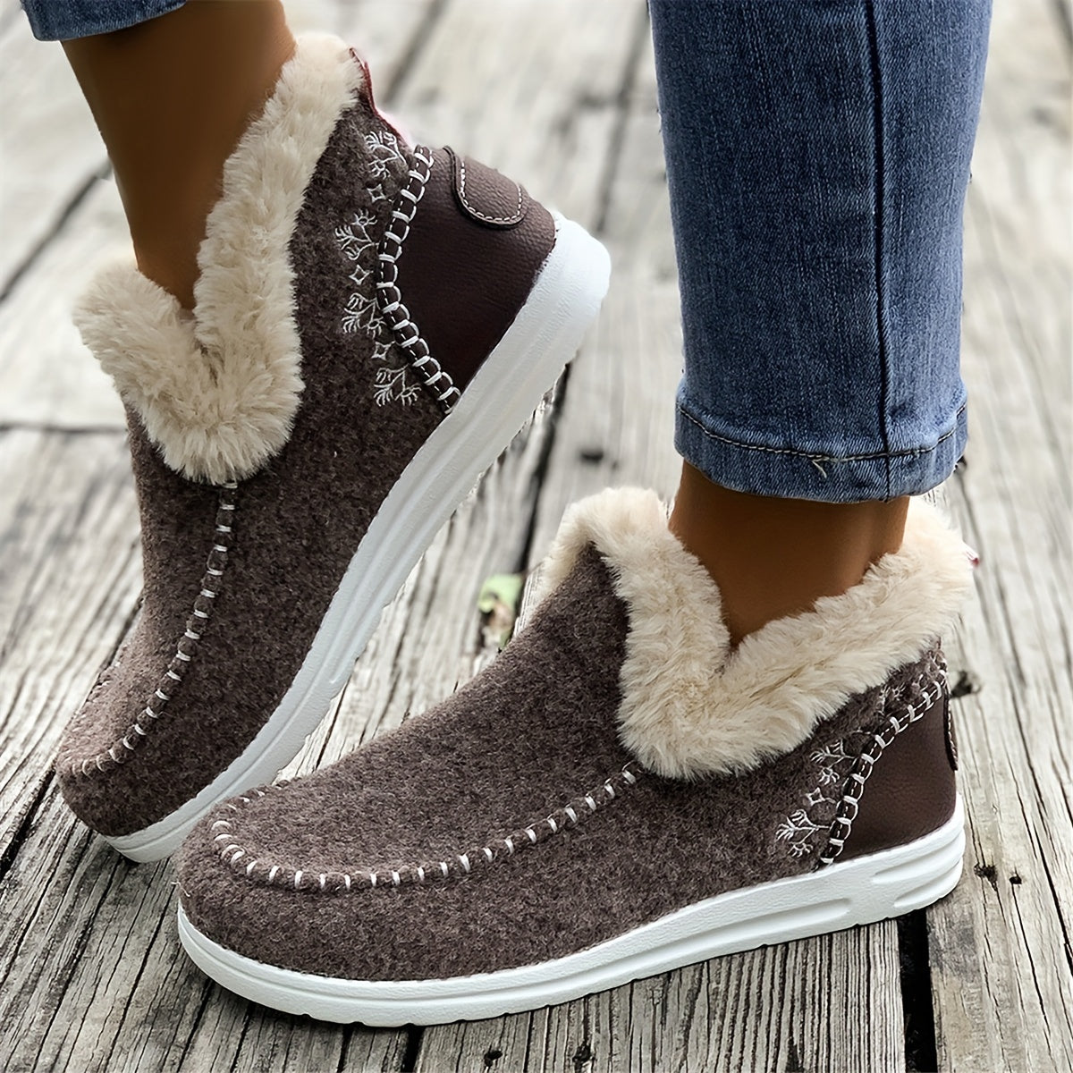 【36-43】2024 Nowe krótkie buty damskie z podszewką z pluszu-3769647