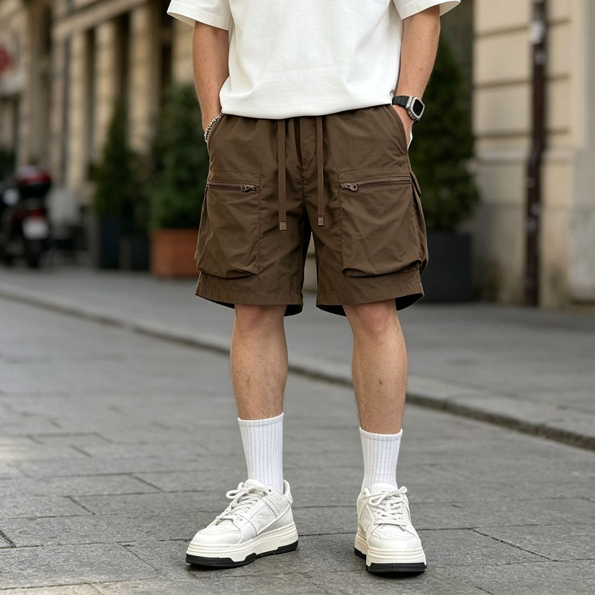 🔥🌴【M-4XL】Nuevos pantalones cortos deportivos casuales de secado rápido para hombre, de seda helada, ideales para el verano