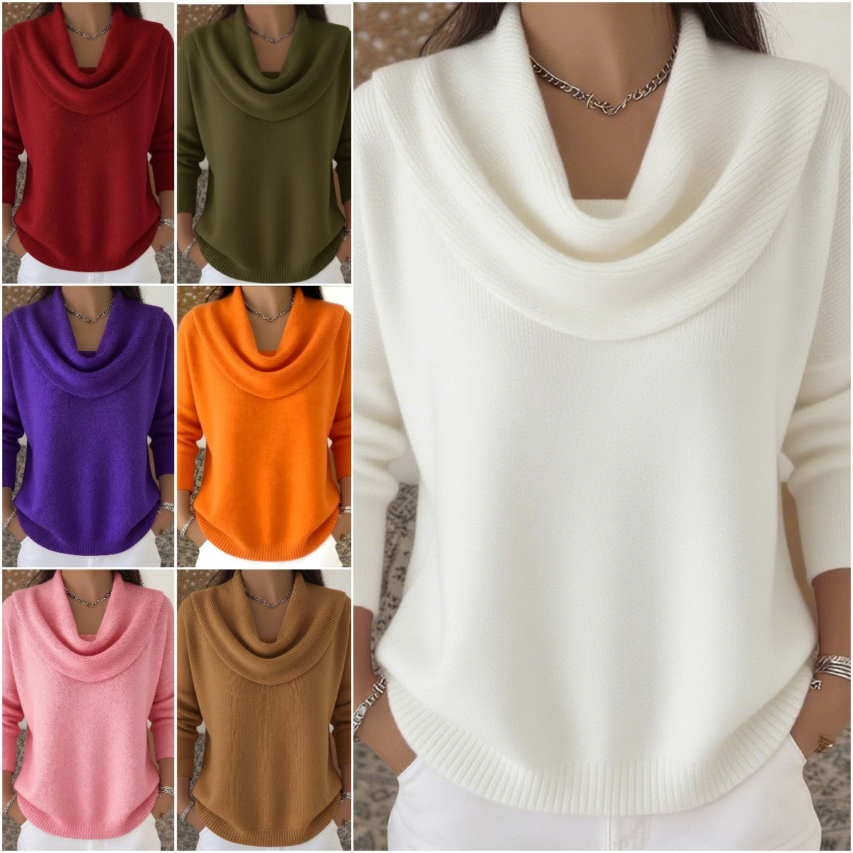 🔥【Kupte 1 a dostanete 1 zdarma】Podzim/Zima 2025 Nový jednobarevný svetr s dlouhým rukávem