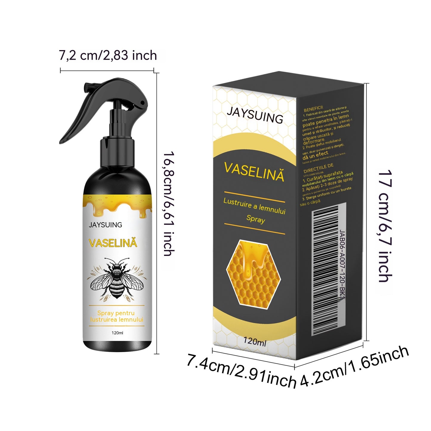 🔥🍯 Spray pulidor de madera con infusión de cera de abeja para el mantenimiento de muebles y la prevención de grietas.