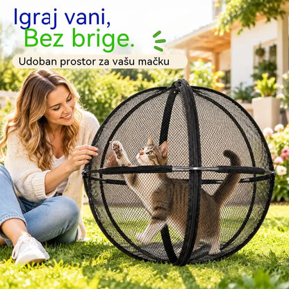 🐱 Sklopivi sferni šator s prozračnom mrežicom za mačke · Zaštita od 360° · Siguran prostor za igru u zatvorenom i na otvorenom!