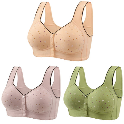 🏆[3 opakowania] [40-120 kg] Biustonosz damski bez fiszbin, zapięcie z przodu ❤️Bawełna Tencel, naturalnie antybakteryjna i wygodna