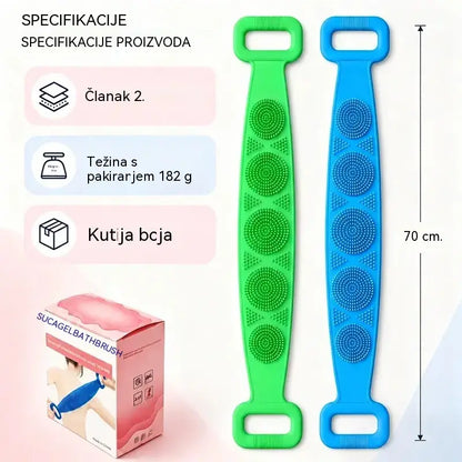 🔥Kupite jedan, drugi dobijete gratis🔥🛁 Dvostrane silikonske rukavice za kupanje – Izuzetno duga četka za piling tijela za jednostavno čišćenje leđa
