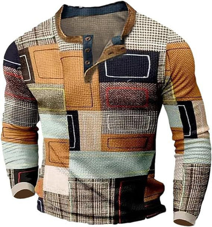 【S-4XL】Męska koszulka polo z długim rękawem i nadrukiem3898733