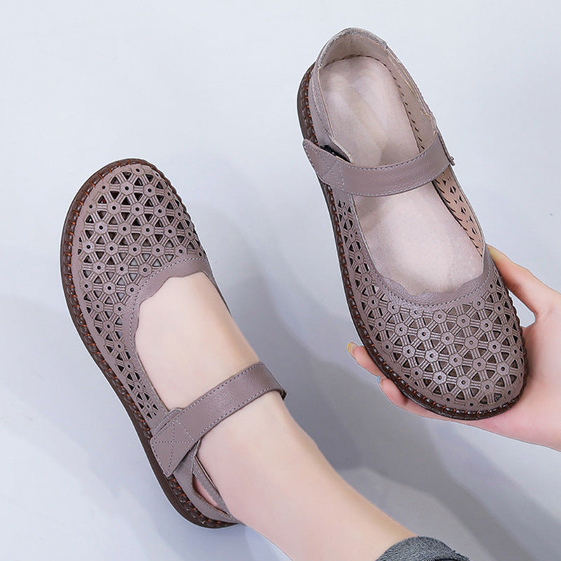 💕Płytkie, płaskie buty damskie w stylu francuskim z dziurkami na czubku, 💙oddychające i wygodne, 🤍Nie boją się upałów latem, nadają się do codziennego użytku, dojazdów do pracy i podróży, można je łączyć ze spódnicami i spodniami