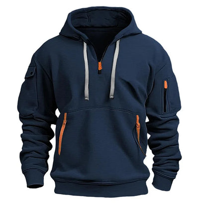 【S-5XL】Męska sportowa bluza z kapturem zapinana na zamek i wiele kieszeni-3766365