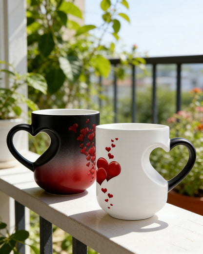 【Darmowa wysyłka, płatność przy odbiorze】Ceramiczny kubek na Walentynki z uchwytem w kształcie serca, który zmienia kolor💝✨