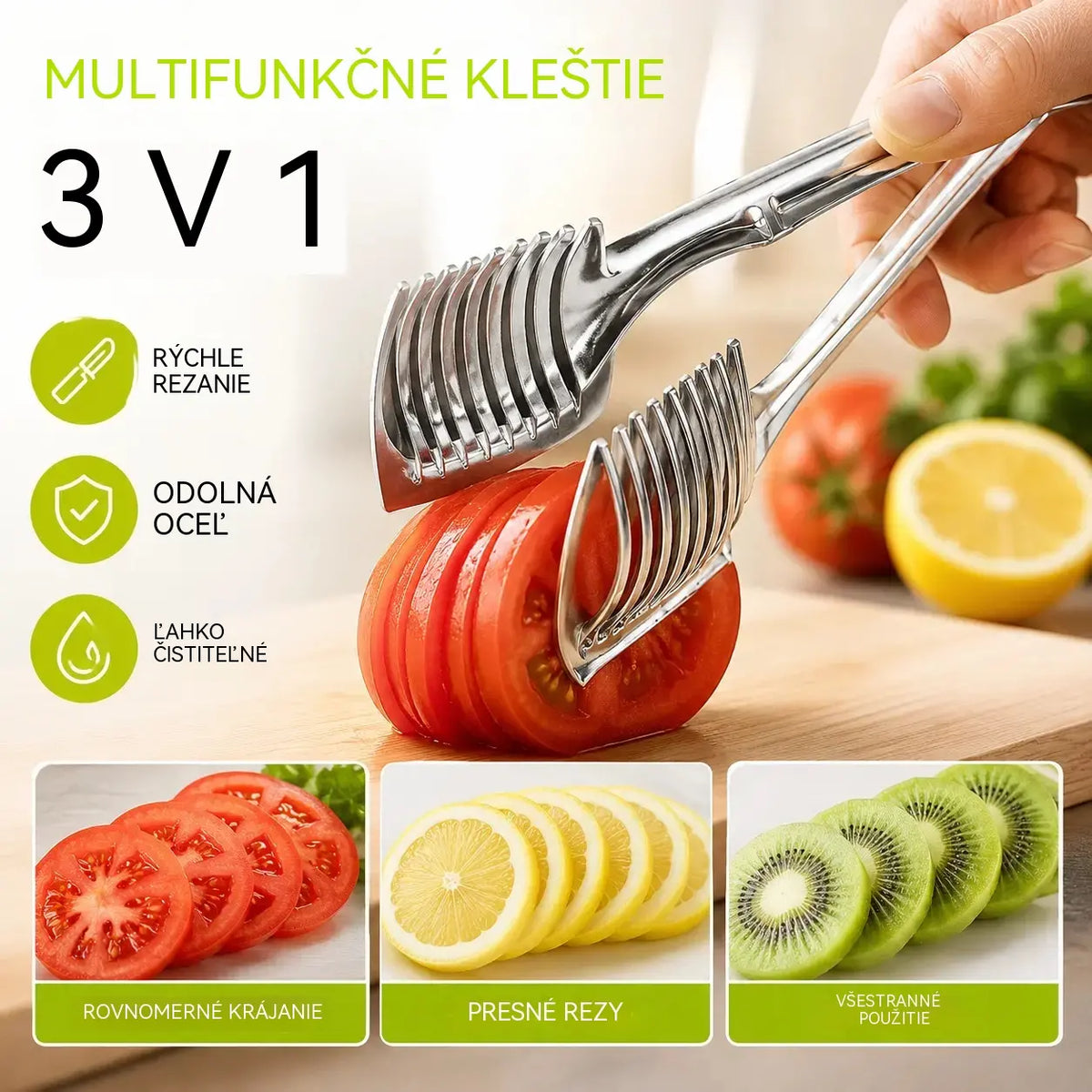 🍅 Ručný kuchynský krájač z nehrdzavejúcej ocele | Pomôcka na rovnomerné krájanie paradajok, citrónov, cibule a ďalších surovín