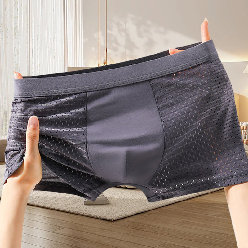 🔥【Pago contra reembolso, 50% de descuento】（1 juego 4 piezas）Calzoncillos bóxer de malla transpirable y cómodos para hombre