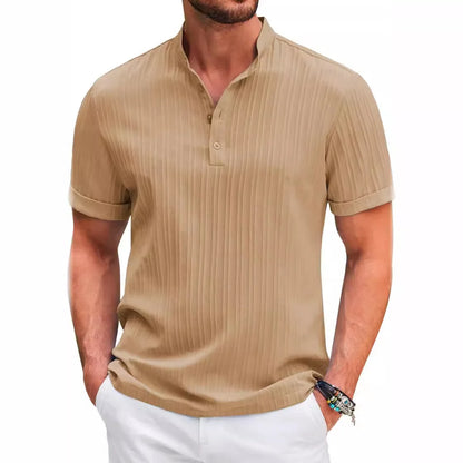 🏆50% de descuento🔥 Camisa Henley de hombre, estilo retro y relajado, confeccionada en una mezcla de algodón y lino. ✅️Pago contra entrega.