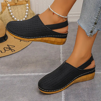 🌿👡 【Oferta limitada mitad de precio】(tallas 36-43) Zapatos de verano 2026 de cuero genuino: diseño slip-on con plataforma cómoda, modelo perforado transpirable para exterior