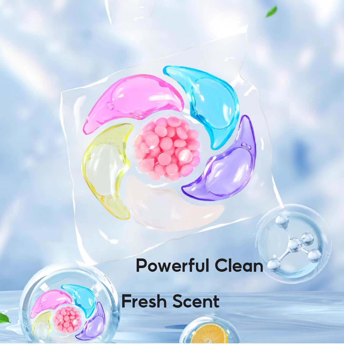 ✨【60 piezas】✨👚Cubo extra grande Las perlas perfumadas para ropa 6 en 1 eliminan manchas y dejan fragancia, eliminan ácaros y bacterias