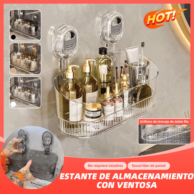 🍽️🧺🔥Oferta especial🔥Estante de almacenamiento con ventosas sin necesidad de taladrar, escurridor de platos de pared, apto para cocinas y baños.