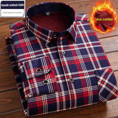 👔【L-4XL】Ciepła koszula w aksamitną kratę na jesień i zimę ✅【45-95kg】-3895947