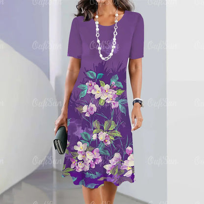 👗💖【S-5XL】Vestido sexy de cuello redondo con estampado 2025 para mujer.