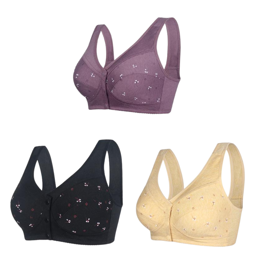 ✨💞【Koty 40-105】Elegancki bawełniany biustonosz zapinany z przodu dla pań w średnim wieku--3708411