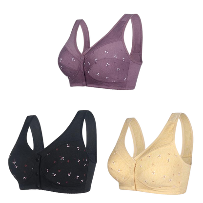 ✨💞【Koty 40-105】Elegancki bawełniany biustonosz zapinany z przodu dla pań w średnim wieku--3708411