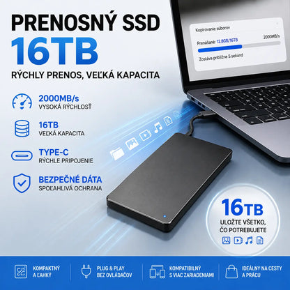 🔥🔥【Zľava 50 %✨】Prenosný pevný disk s kapacitou 16 TB – vysokorýchlostný prenos, veľká kapacita