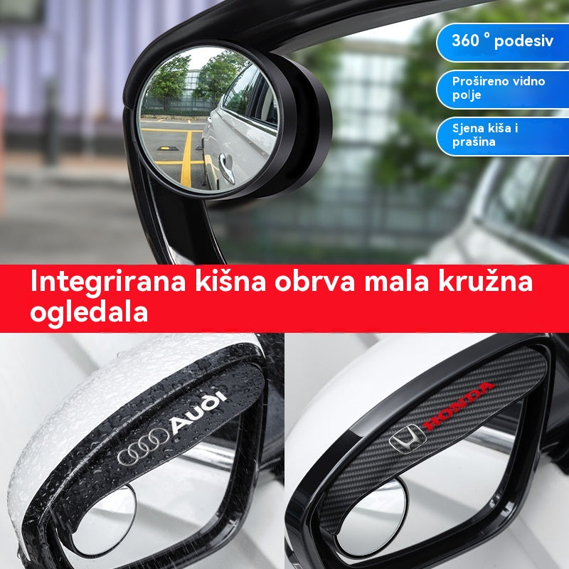 🚗【Kupite jedan, dobijte jedan gratis】👍🚗Retrovizor za automobil, mali okrugli retrovizor, podesiv za 360 stupnjeva. Podesivo za 360°, proširuje vidno polje i pruža zaštitu od kiše i prašine.