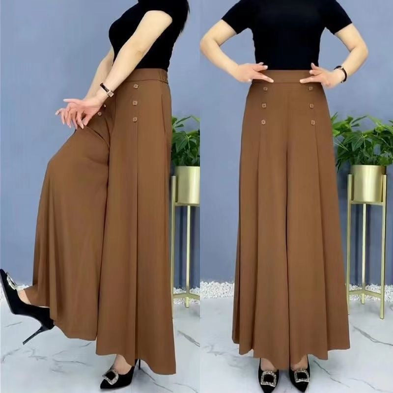 🔥✨【Ограничени количества】【M-5XL】Модерни дамски ежедневни плисирани панталони с висока талия и широки крачоли