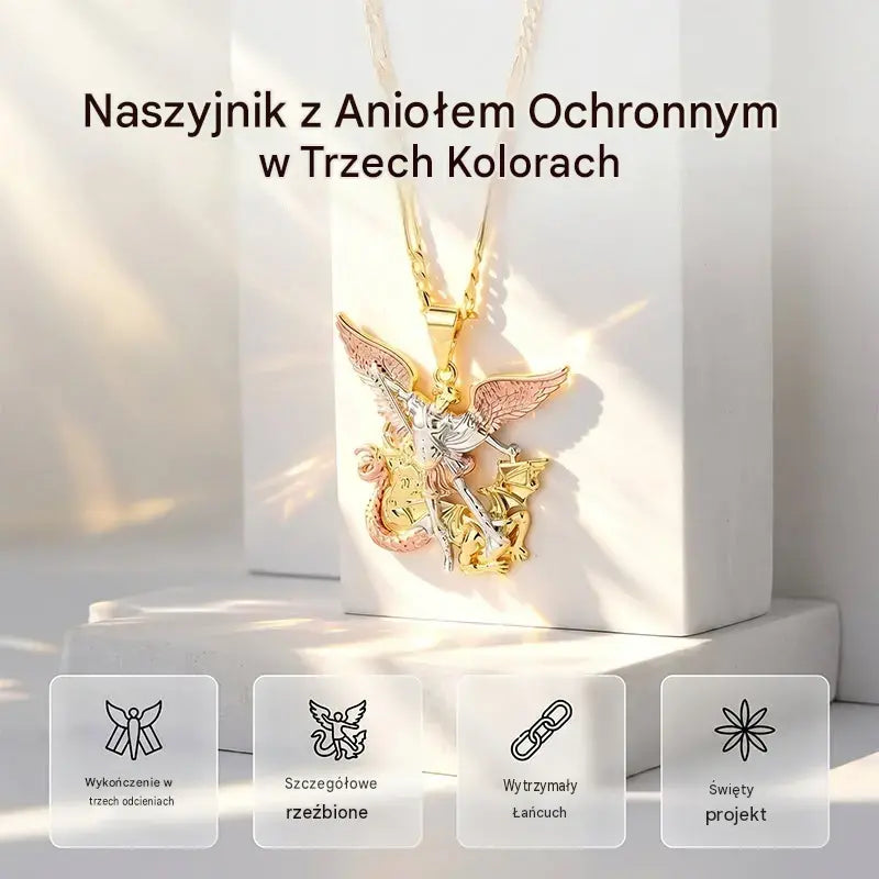 💥Naszyjnik z aniołem stróżem w trzech kolorach złota – Elegancki i symboliczny – Idealny na co dzień lub na prezent – Subtelny i pełen znaczenia ✨💛🪽