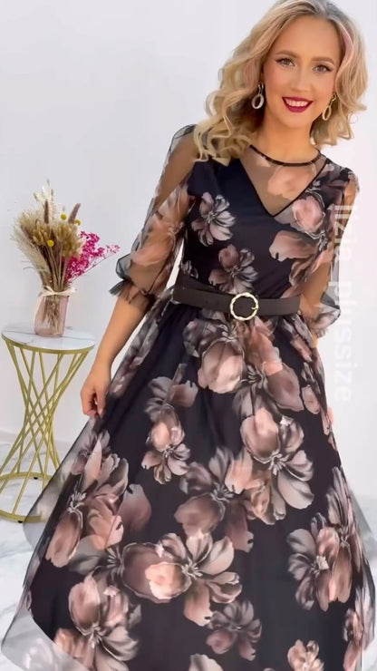 🌸 Sukienka damska S–5XL – elegancka, z nadrukiem, nowość