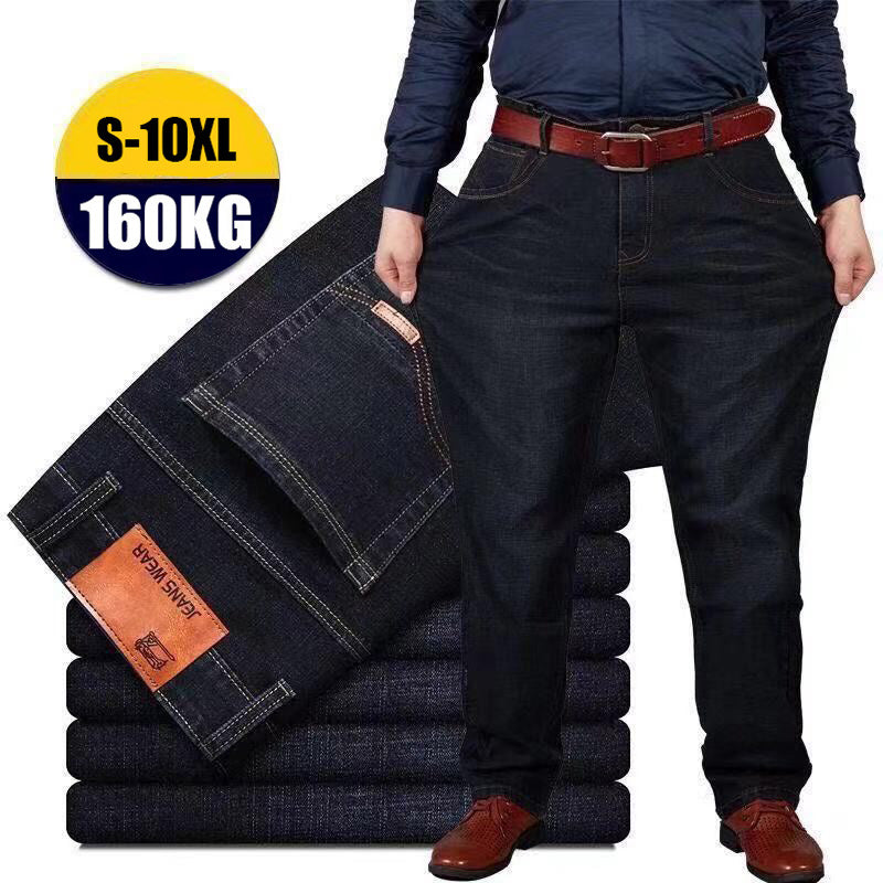 👖🔥【45-160 kg】Pantalones vaqueros de talla grande para hombre, de corte recto, cintura alta y gran elasticidad. ✅️Pago contra entrega
