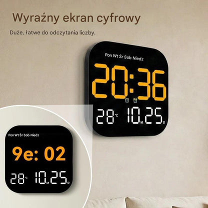 🕰️ Cyfrowy zegar do domu i biura o podwójnym zastosowaniu: Delikatnie Cię obudzi, pożegnaj się z uciążliwymi alarmami! Regulowana jasność, cicha praca w nocy. Posiada również wyświetlacz temperatury. 🌙