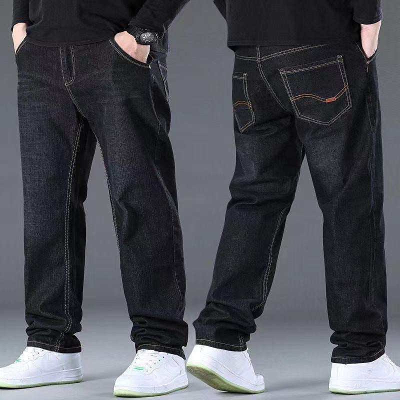 👖🔥【45-160 kg】Pantalones vaqueros de talla grande para hombre, de corte recto, cintura alta y gran elasticidad. ✅️Pago contra entrega