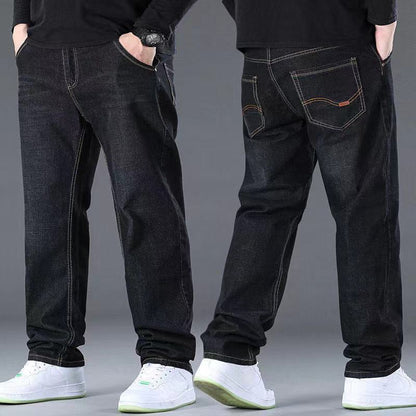 👖🔥【45-160 kg】Pantalones vaqueros de talla grande para hombre, de corte recto, cintura alta y gran elasticidad. ✅️Pago contra entrega