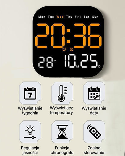 🕰️ Cyfrowy zegar do domu i biura o podwójnym zastosowaniu: Delikatnie Cię obudzi, pożegnaj się z uciążliwymi alarmami! Regulowana jasność, cicha praca w nocy. Posiada również wyświetlacz temperatury. 🌙