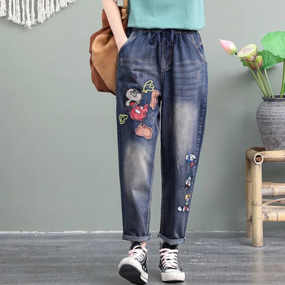 👖【🔥Más vendidos】(40-120kg) Jeans casuales retro bordados para mujer, tallas grandes ✅️Pago contra entrega