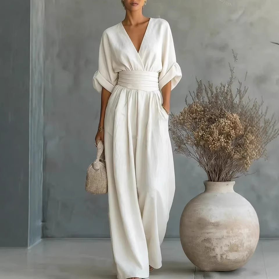 🌿【S-5XL】Mono elegante de tejido natural – realza la cintura y disimula imperfecciones.