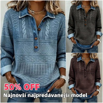 🎁🍁【S-5XL】Nova visokokakovostna modna majica s kontrastnim šivom in pol-zapenjanjem
