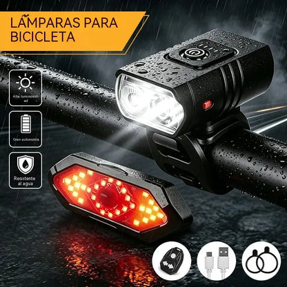 🚴 Luz LED para Bicicleta de Alto Brillo | Kit Delantero + Trasero USB Recargable ✅️Pago contra entrega