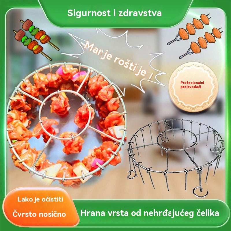 🍢🍖🍗【💥Plaćanje pouzećem】Rešetka za roštilj od nehrđajućeg čelika 304 s 24 ražnjića, prikladna za pećnice s fritezama