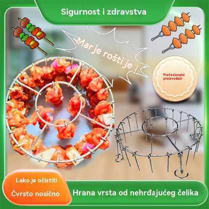 🍢🍖🍗【💥Plaćanje pouzećem】Rešetka za roštilj od nehrđajućeg čelika 304 s 24 ražnjića, prikladna za pećnice s fritezama